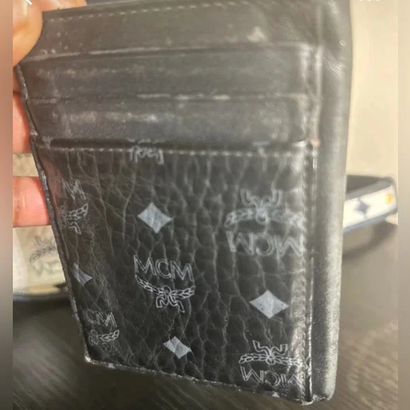 MCM Black Visetos Authentic Leather Card Holder